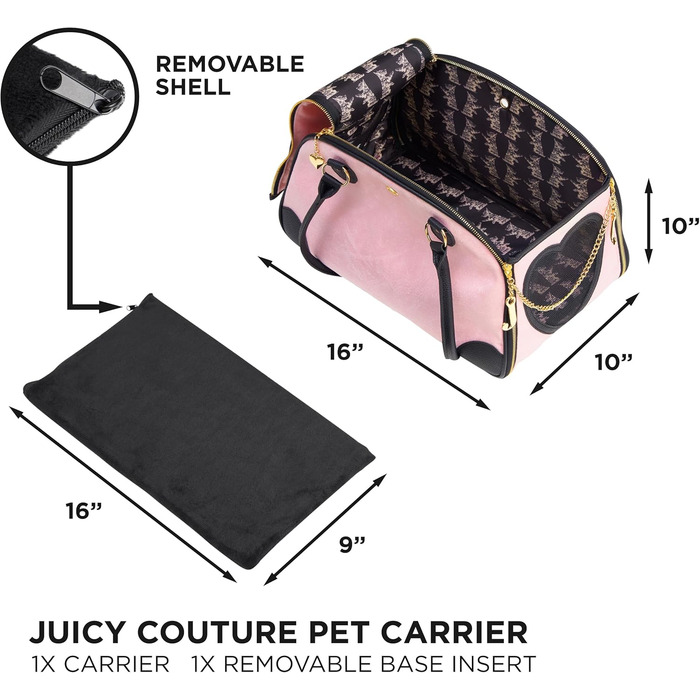 Сумка-переноска для тварин Juicy Couture, стильна рожева дорожня сумка для маленьких собак і котів