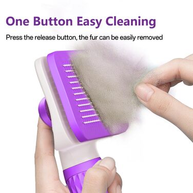 Щітка для собак та котів ACE2ACE - видаляє шерсть з одним натисканням, підходить для довгої та короткої шерсті, біло-блакитна (фіолетова)