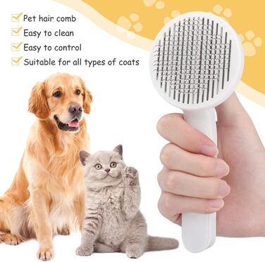 Гребінець для собак і котів, вичісувальна щітка, щітка для видалення шерсті, кнопка очищення одним кліком (сірий)