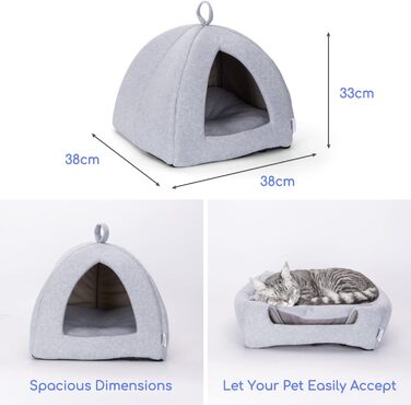 Nobleza: Розкладне котяче будиночок 2-в-1 для котів та собак, з подушкою, 38x38x33 см