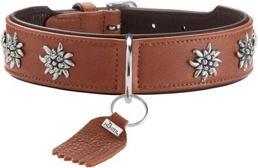 Нашийник для собак HUNTER München, зелений/коньячний, шкіряний, з елементами традиційного одягу, м'який та міцний, не травмує шерсть, розкішний, екологічно виготовлений, з урахуванням принципів сталого розвитку, Made in Germany, розмір: зелений/коньячний 