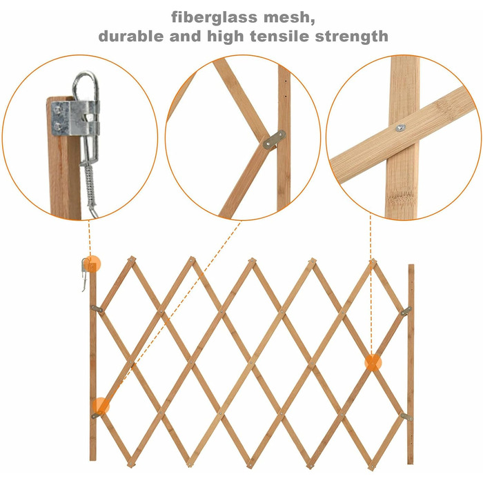 Захисне ґратка для собак, дерев'яне розтяжне ґратка, 75 x 105 см