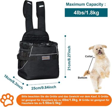 Рюкзак для кота/маленького собаки: зручний переносник для тварин з великою кишенею, безпека та комфорт, блакитний (S, чорний)