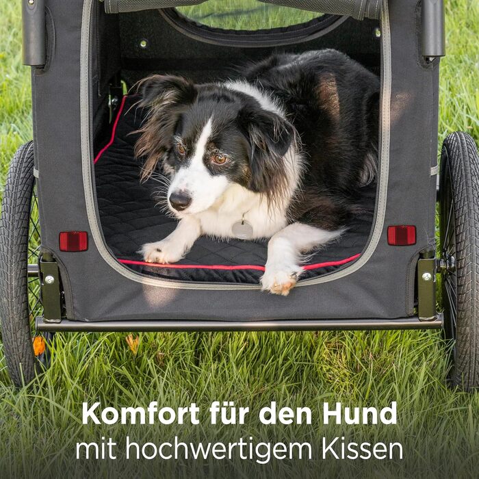 Легкий велосипедний візок для собак 2-в-1 – для собак вагою до 30 кг, складаний, з кулером, прапорцем безпеки та м'яким килимком, сумісний з електровелосипедами