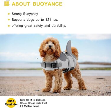 Спасальний жилет для собак ASENKU сірий, S - для плавання, катання на човні