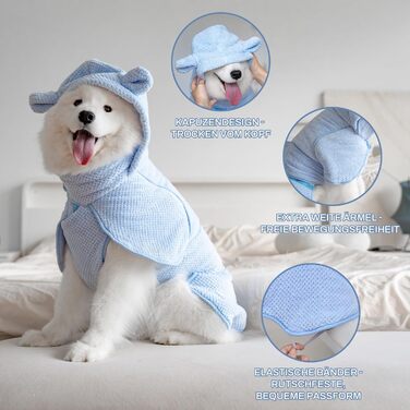 Рушник для собак середніх та великих порід, швидковисихаючий, з мікрофібри, для купання та плавання, довжина спини 40-50 см