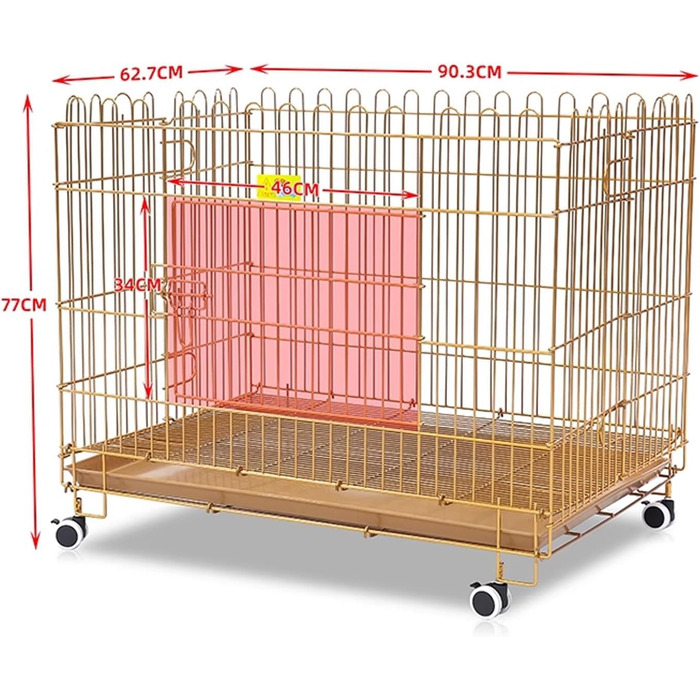 Клітка для собак, переноска для собак, складана, з металу, для маленьких та середніх собак (золота)