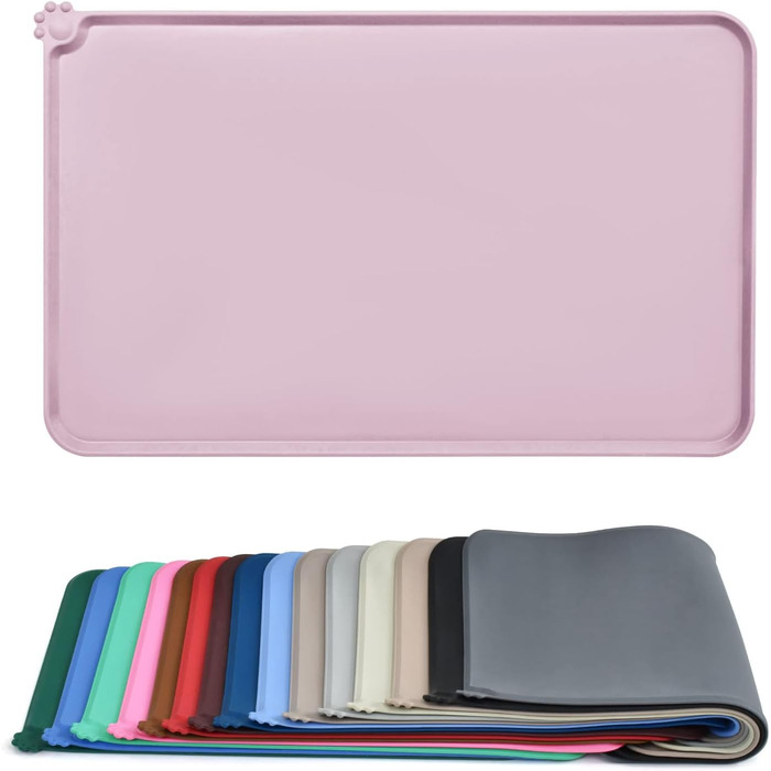 Силіконовий килимок для годування собак та котів AUDWUD, водонепроникний, антиковзкий, 47x30 см, персиково-рожевий