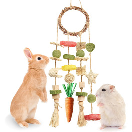Іграшка для гризунів Jorewood: підвісна іграшка для гризання з ласощами, клітка для кроликів, підходить для кроликів, шиншил, хом'яків, щурів та інших дрібних домашніх тварин. Велика іграшка для стачиння зубів.