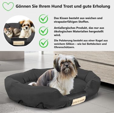 Чорна лежанка для собак XL 115x95 см. Персоналізована, водонепроникна, для дому. Лежанка для великих собак