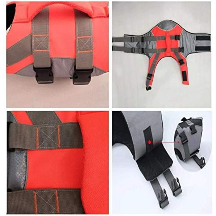 Жилет для собак, жилет для плавання з регульованими ремінцями та рятувальним ручним захопленням