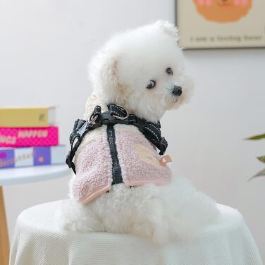 Зимовий теплий жилет для собак, вітронепроникний, з флісовою підкладкою, з отвором для шлейки, для малих та середніх тварин, зелено-білий (рожево-білий), для прогулянок, спорту та походів