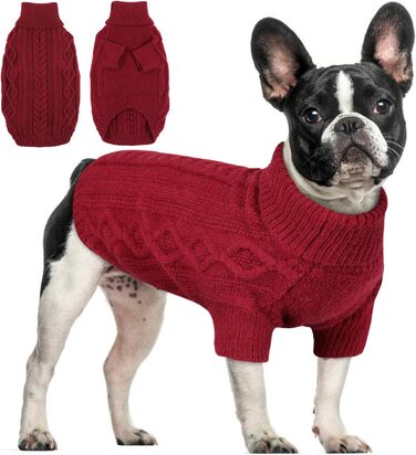 Теплий святковий пуловер для собак з отвором для шлейки, червоний (M) - для маленьких та середніх собак
