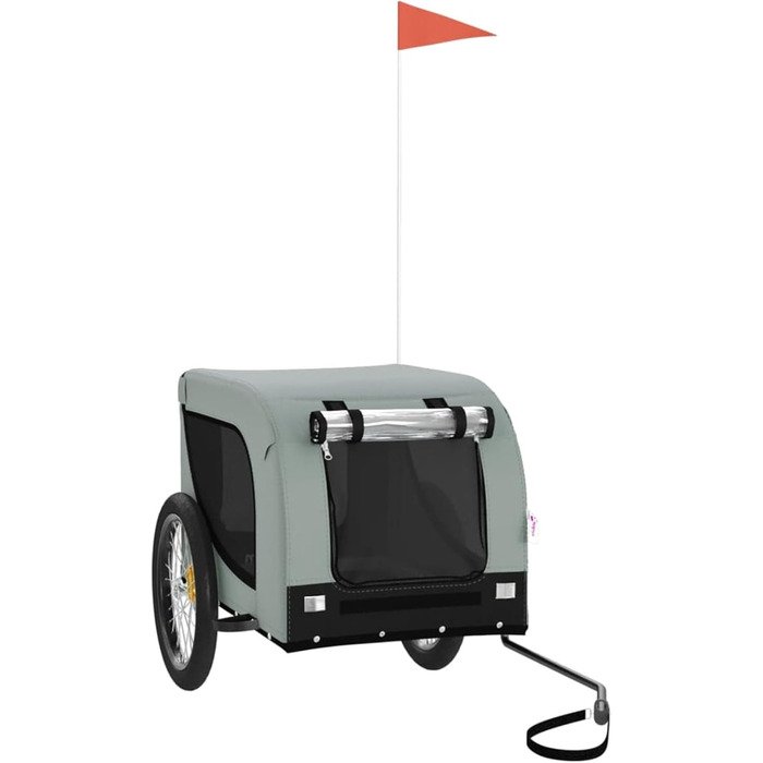 Фасба Причіп для собак, велосипедний причіп для тварин, причіп для собак з відбивачами та прапорцем, причіп для котів та домашніх тварин, сірий та чорний, оксфордська тканина та метал