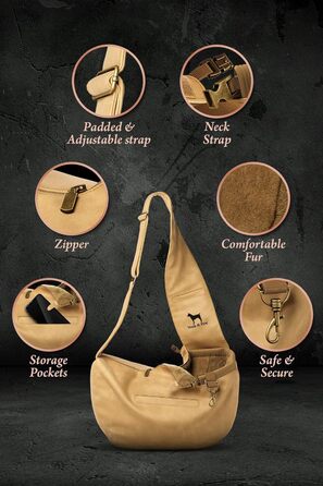 Сумочка для собак Noah & Paw для маленьких собак до 10 кг, з регульованим плечовим ременем та м'яким хутром, 3X захист, переноска для тварин з веганської шкіри