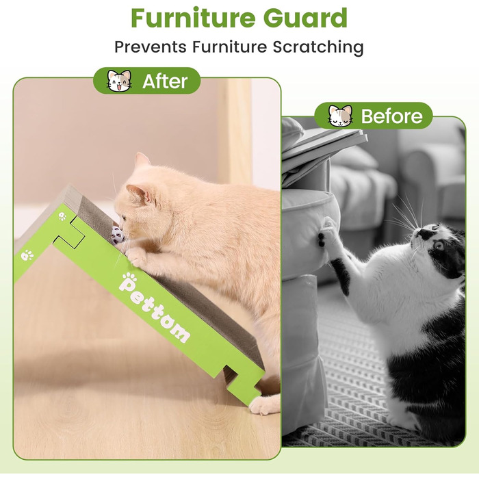 PETTOM Кігтеточка для котів з м'ячиком, з картонної коробки, 66*30 см, двостороння, 43*24*6 см