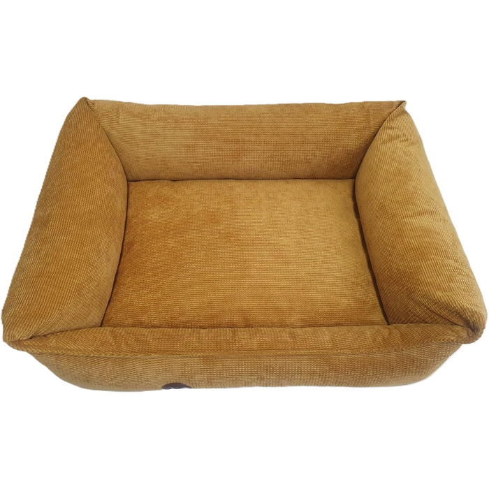 Ортопедичне ліжко для собак, сумісне з великими, середніми та маленькими породами, жовто-гірчичний колір, миється, розмір M (77x60x20 см)