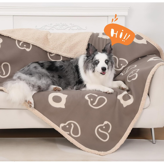Водонепроникний лежак для собак PETTOM з флісу Sherpa, 100 x 75 см (Колір: Коричневий)