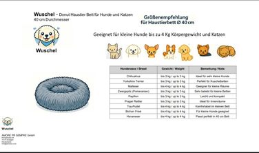 М'яке ліжко для собак та котів Donut, кругле, світло-сіре, Ø 40 см, з плюшу, миється, не слизьке