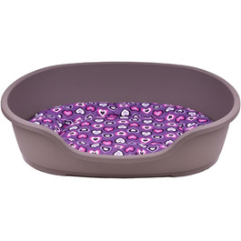 Корзина для собак Adena, 81 x 54 см, бежева + подушка з сердечками, фіолетова, L 81 x 54 x 24 см