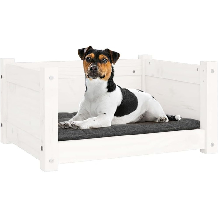 Крісло-ліжко для собак та котів біле, 55,5x45,5x28 см, масив дерева, сосна