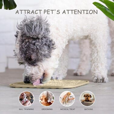 Килимок для собак з присосками, 2 шт. (сірий та бежевий), 21.6 x 21.6 см - для повільного годування та розваг