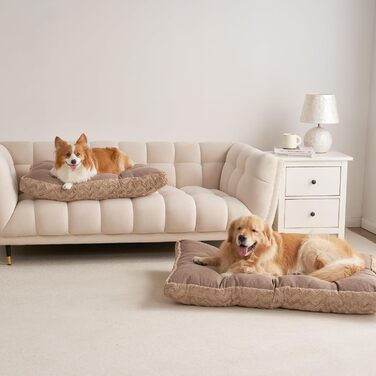 Килимок для собак великих порід EHEYCIGA, 104x68 см, XL, коричневий, з штучним хутром та льоном