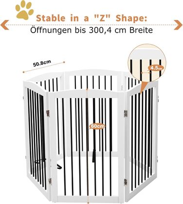 Гілка для собак HOLTICO без свердління, металево-дерев'яна, розкладна, біла, 3 панелі