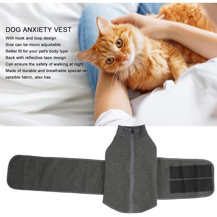 Жакети та жилети для собак від тривоги: комфортний одяг для собак, що переживають тривогу, зняття тривоги, заспокійлива жилетка-обгортання, дихаюча тканина, розмір S