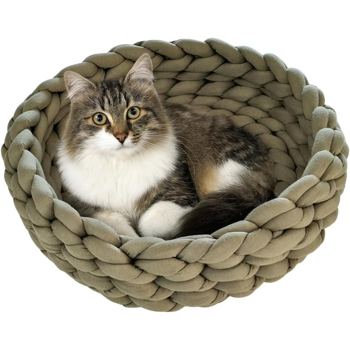 Клітка-гніздишко для котів, 40 см, зелена | Зручне ліжко-кошик для котів з бавовни, для маленьких та середніх котів | Легке, м'яке, миється