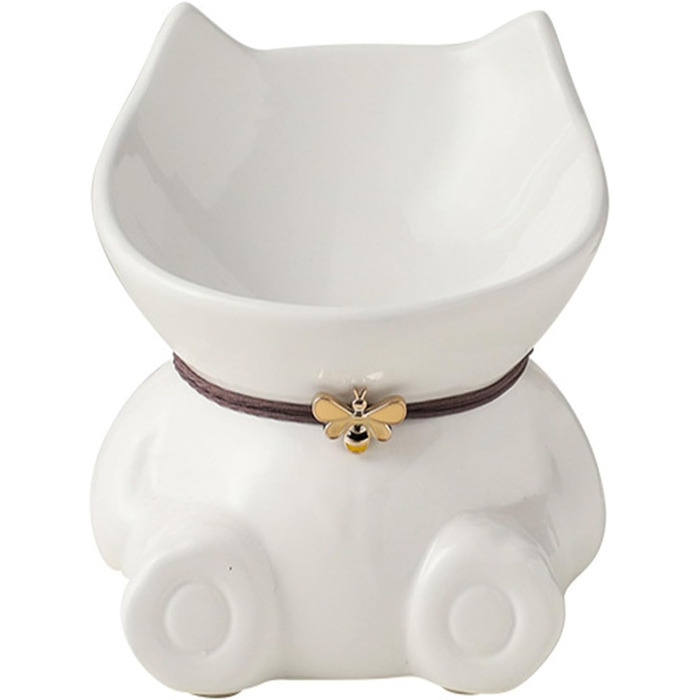 Миска для кота Disoza, піднята, кераміка, зелена, 14.8x14.6x14.3 см, у формі кота, миска для корму, аксесуар для годівниці, придатна для миття в посудомийній машині