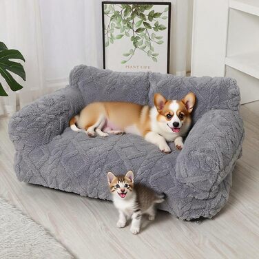 М'яке ліжко для собак та котів KunpengZen – зручне та миється, сірий колір, 65x45 см, до 7 кг