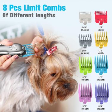 Машинка для стрижки собак, набір для грумінгу, бездротова машинка для стрижки шерсті собак для густого хутра, тример для собак, тиха машинка для стрижки шерсті собак (срібна)