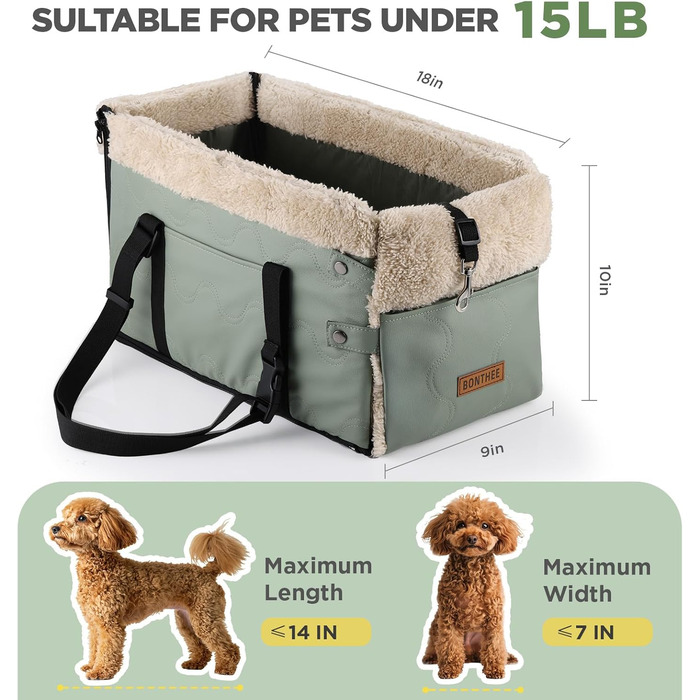 Автокрісло для собак з PU-шкіри, Рожеве (Зелена PU-шкіра)