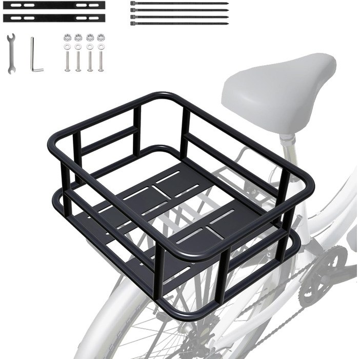 Металевий задній кошик для велосипеда: міцний, великий, з дощем. Підходить для велосипедів та електровелосипедів, для покупок, перевезення собак. Без внутрішнього мішка, з сіткою для багажу.
