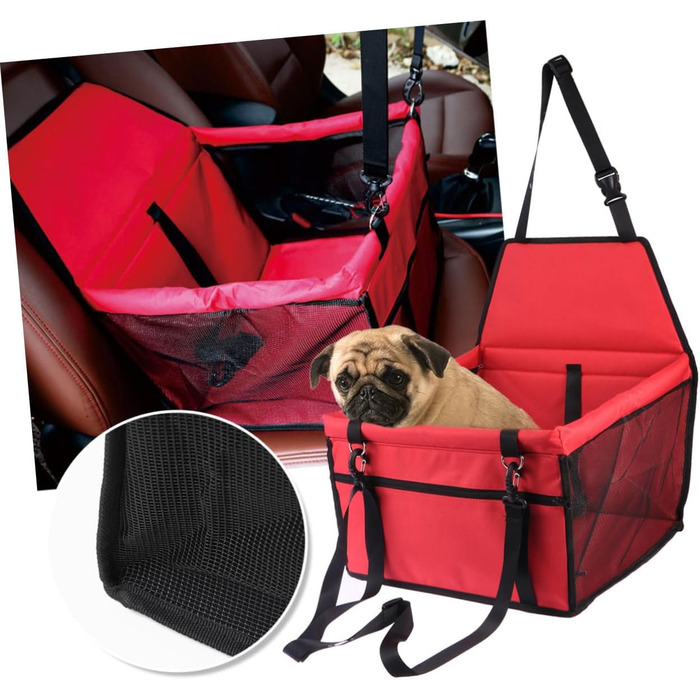 Сумка-переноска для собак та котів TOYANDONA для автомобіля, дихаюча, з ременем безпеки та регульованим поводом, як переноска для тварин
