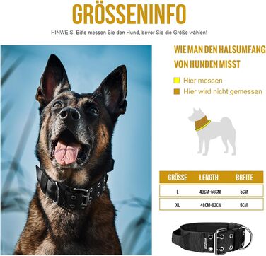 Нашийник для собак OneTigris 5 см з ручкою та патчем, чорний, розмір L