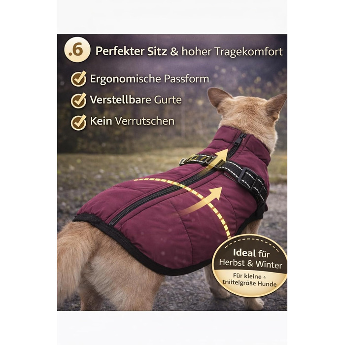 Зимова жилетка для собак - тепла жилетка для тварин, бавовна, з нагрудником (L, фіолетовий)