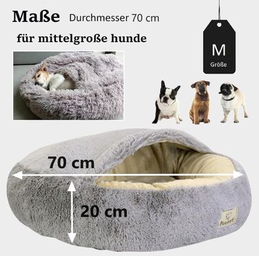 Кругле ліжко для собак і котів Donut Ø 60 см, м'яке, плюшеве, для маленьких та середніх порід