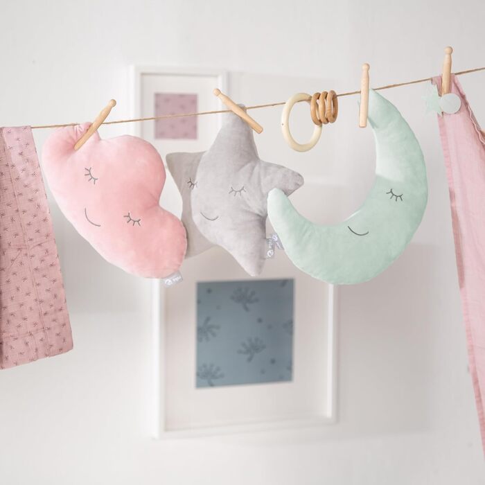 Подушка для шиї Roba у формі місяця/крижаного зеленого кольору - м'яка декоративна подушка для дитячої кімнати