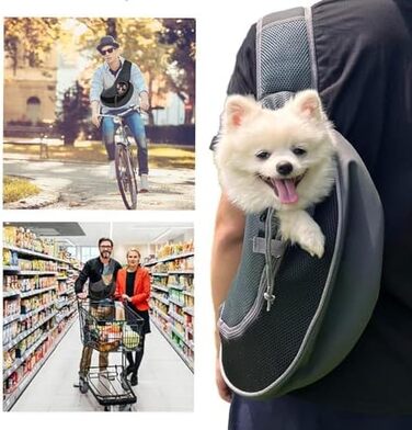 Сумка-переноска для собак та котів, сіра, з регульованим ремінцем