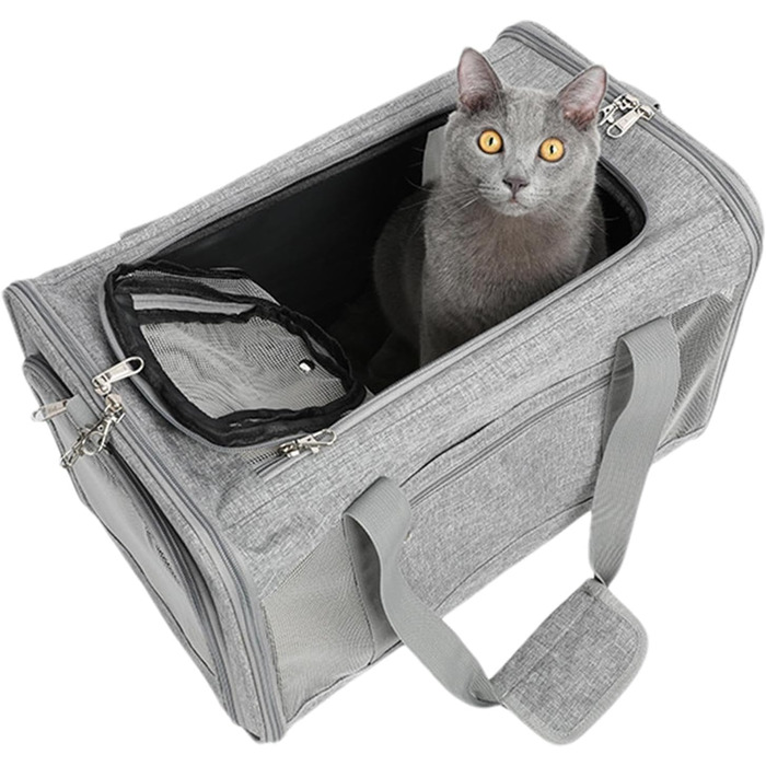 Транспортна переноска для тварин: регульована переноска для собак | складаний вольєр для собак | дихаючий дорожній вольєр з сіткою, прозорий (сірий)