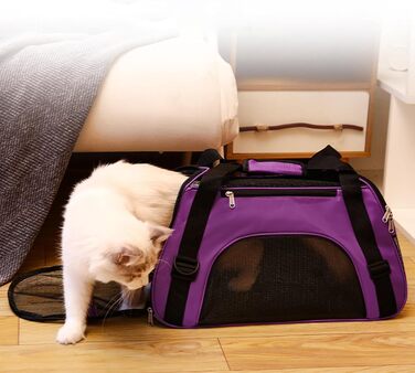 Сумка-переноска для тварин, портативна, для цуценят, дихаюча, неслизька, для подорожей, прогулянок та хандерінгу на природі, фіолетова