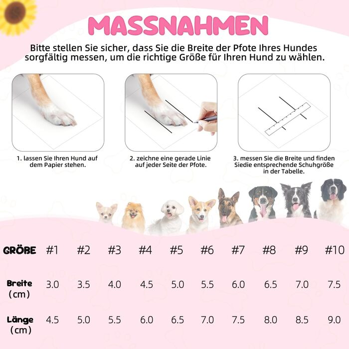 Чоботи для собак Eyein - захист лап, літо. Дихаючі, неслизькі собачі сандалії з регульованими світловідбиваючими смугами для маленьких, середніх та великих собак. Легко одягаються та знімаються (Розмір 6). Ширина 5.5 см (Розмір 3: Ширина 4.0 см, Білий)