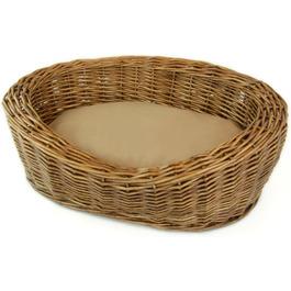 Кігтеточка-ліжко для собак та котів, плетене з лози, кругле, з подушкою, розмір S, коричневий