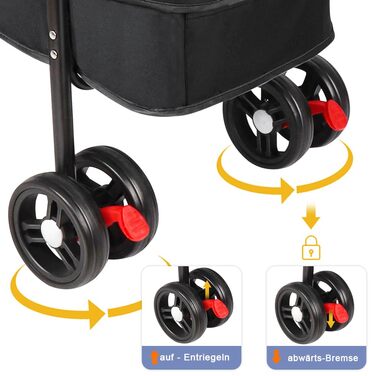 Складаний візок для домашніх тварин Homewell: для собак та котів, до 20 кг, з тримачем для напоїв та ременем безпеки