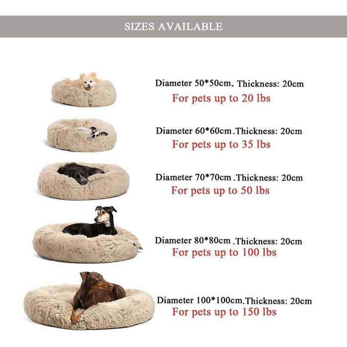 Преміум лежанка для собак, кошик для собак, ортопедична лежанка-гніздо Donut, 50 см. Підходить для собак та котів маленьких, середніх, великих та гігантських порід.