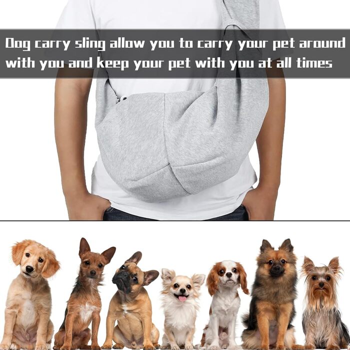 Тканина-слінг для цуценят, двостороння, звільняє руки для собак та котів, м'яка та зручна, регульована сумка-переноска для прогулянок, подорожей та покупок (чорна)