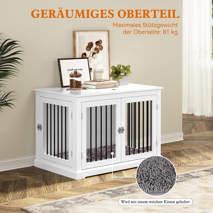 Клітка для собак HOLTICO, чорна (L) з подушкою, для дому, клітка-меблі, закривається