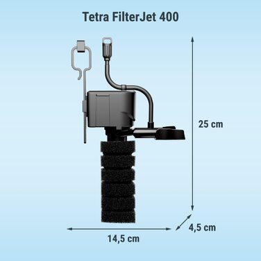 Tetra FilterJet 400 - потужний внутрішній фільтр для акваріума з насиченням киснем, фільтр для акваріумів до 120л